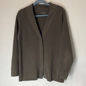 Barefoot Dreams Cozy Chic Green Cardigan Ribbed Snap 1X